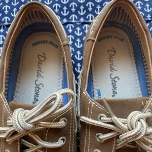 David Stone Men’s Boat Shoes, Size 9